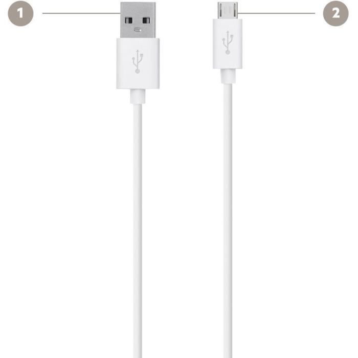 BELKIN F2CU012bt2M-WHT Câble USB vers Micro USB
