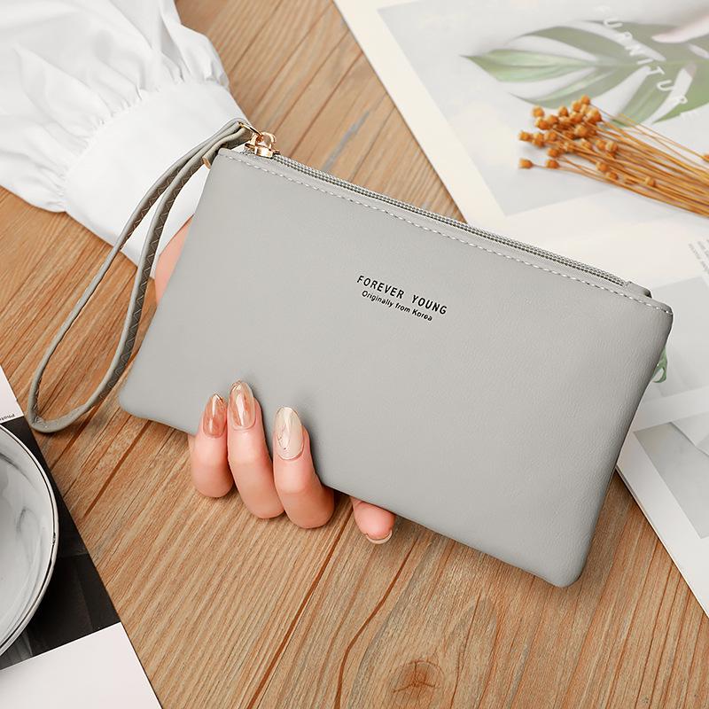 

Women s 2024 Large Capacity Zipper Clutch Wallet серый