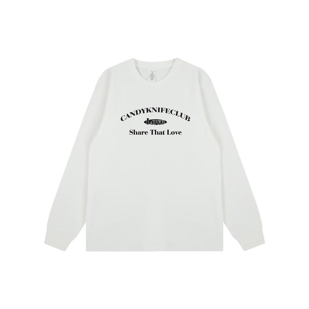 2024 Korean Trend Letter Print Couples Cotton Long Sleeve T-shirt