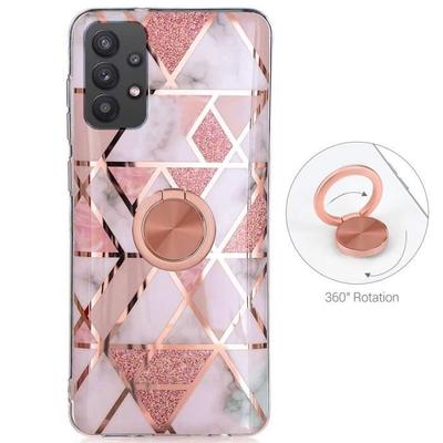 Protective Case - Booling - for Samsung Galaxy A52/A52s - Silicone - Pink Marble - Ring Stand