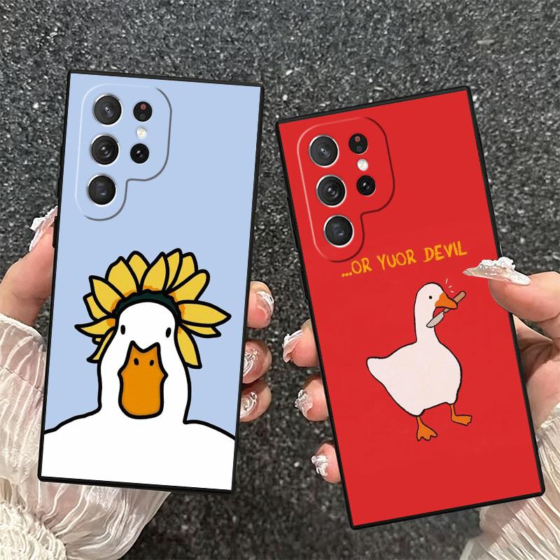 Funny Cartoon Goose Game Soft Phone Case for Samsung Galaxy S26 S25 Edge S24 Ultra S23 Plus S22 S21 FE S20 Black Cover Back Shel
