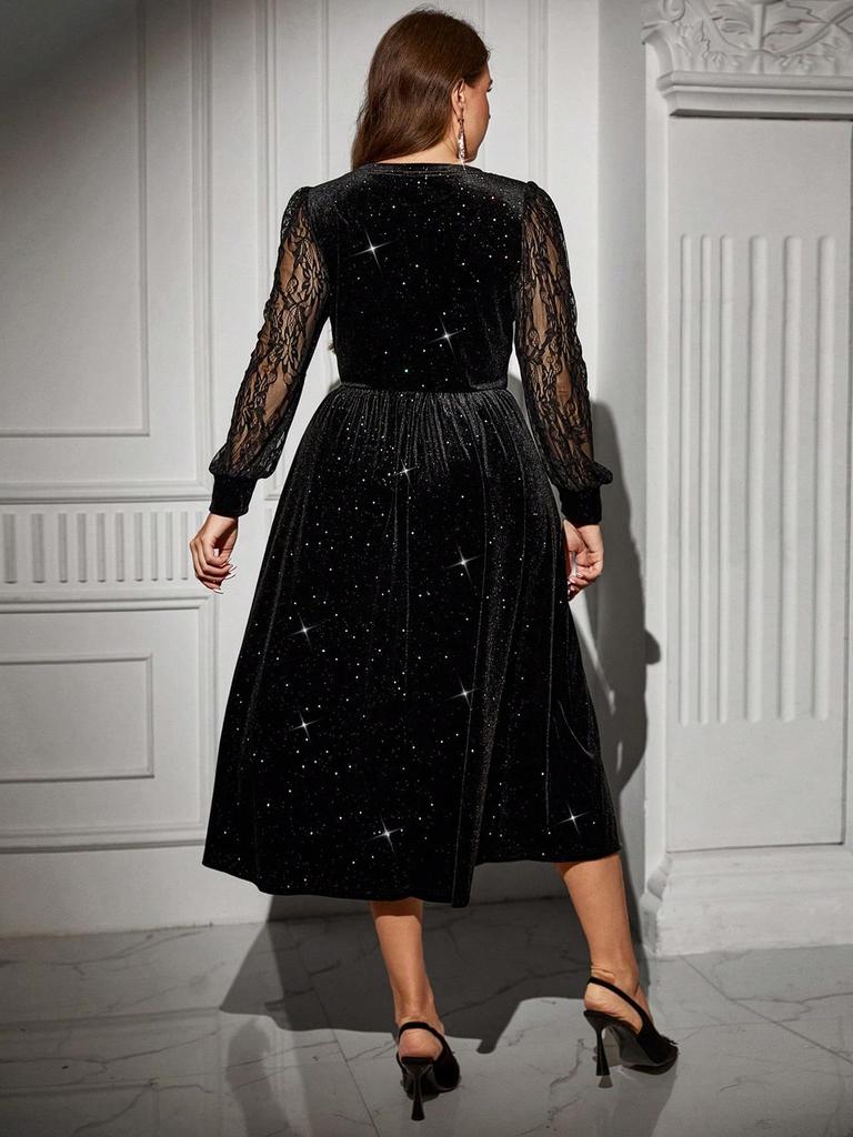 Plus Size Women's Elegant Sparkly Dress
