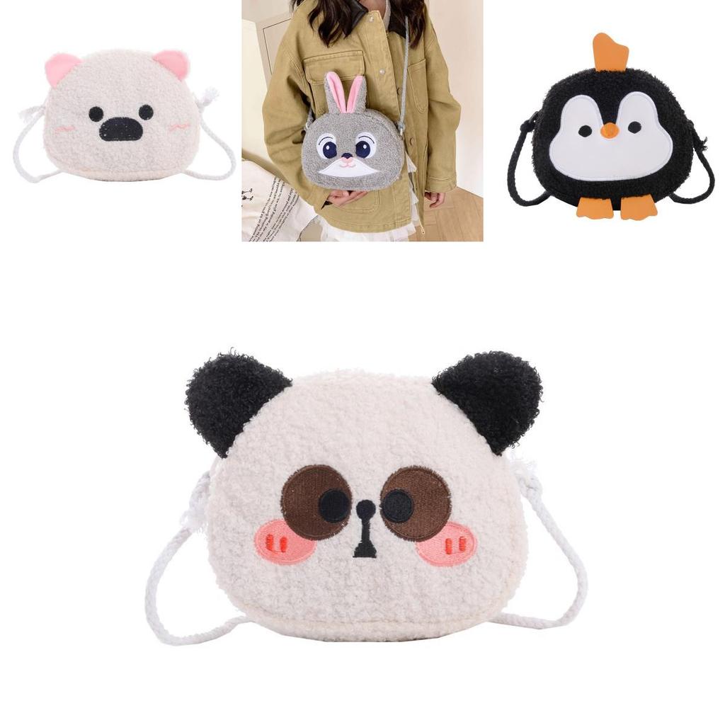 Plush Cartoon Rabbit Bear Animal Shoulder Bag For Kids With Loadreducing Design For Daily Use