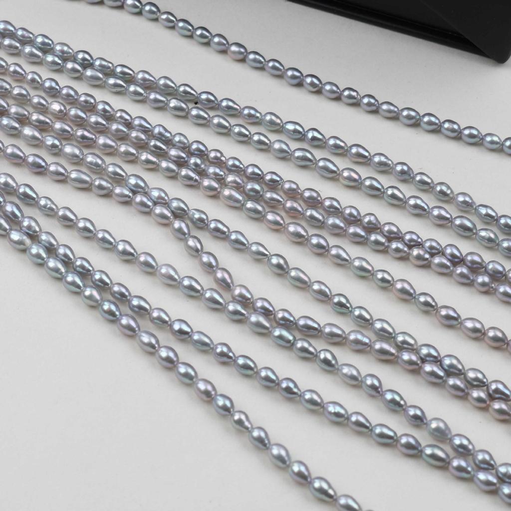 Dark Gray 4-5mm Teardrop AK Baroque Pearls: Natural Freshwater Beads for DIY Jewelry
