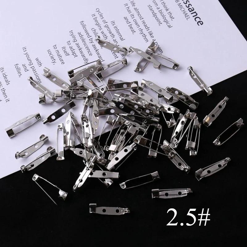 

100pcs/box Jewelry Perforated Brooches Multi-Specification Safety Clasps Adhesive Iron Simple Pins - Jewelry Making Accessories
