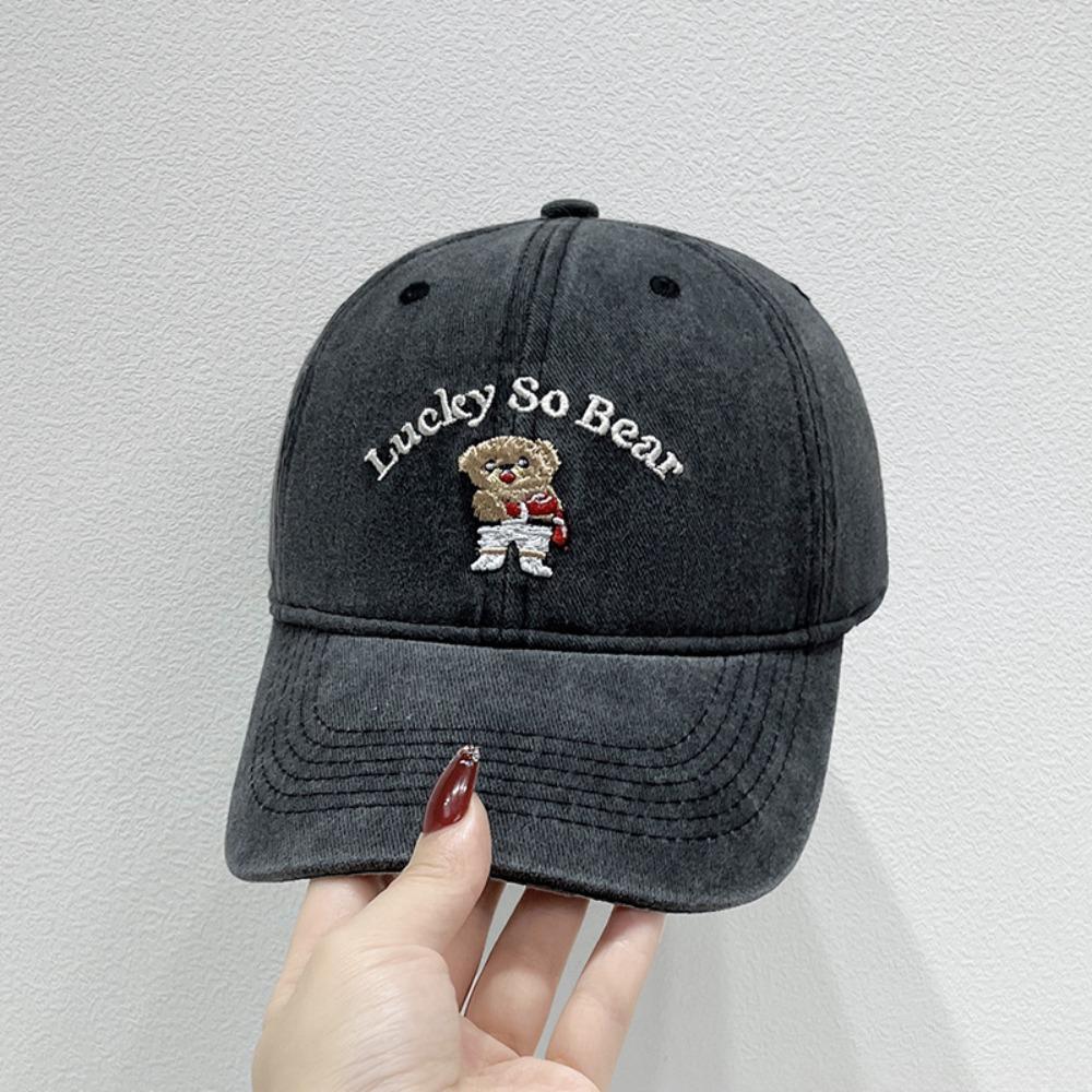 Adjustable Hip Hop Hats Cartoon Bear Embroideried Trucker Hat Fashion Sun Hat  Outdoor Sports