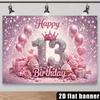 2D Pink Rose & Crown 13th Birthday Photography Background