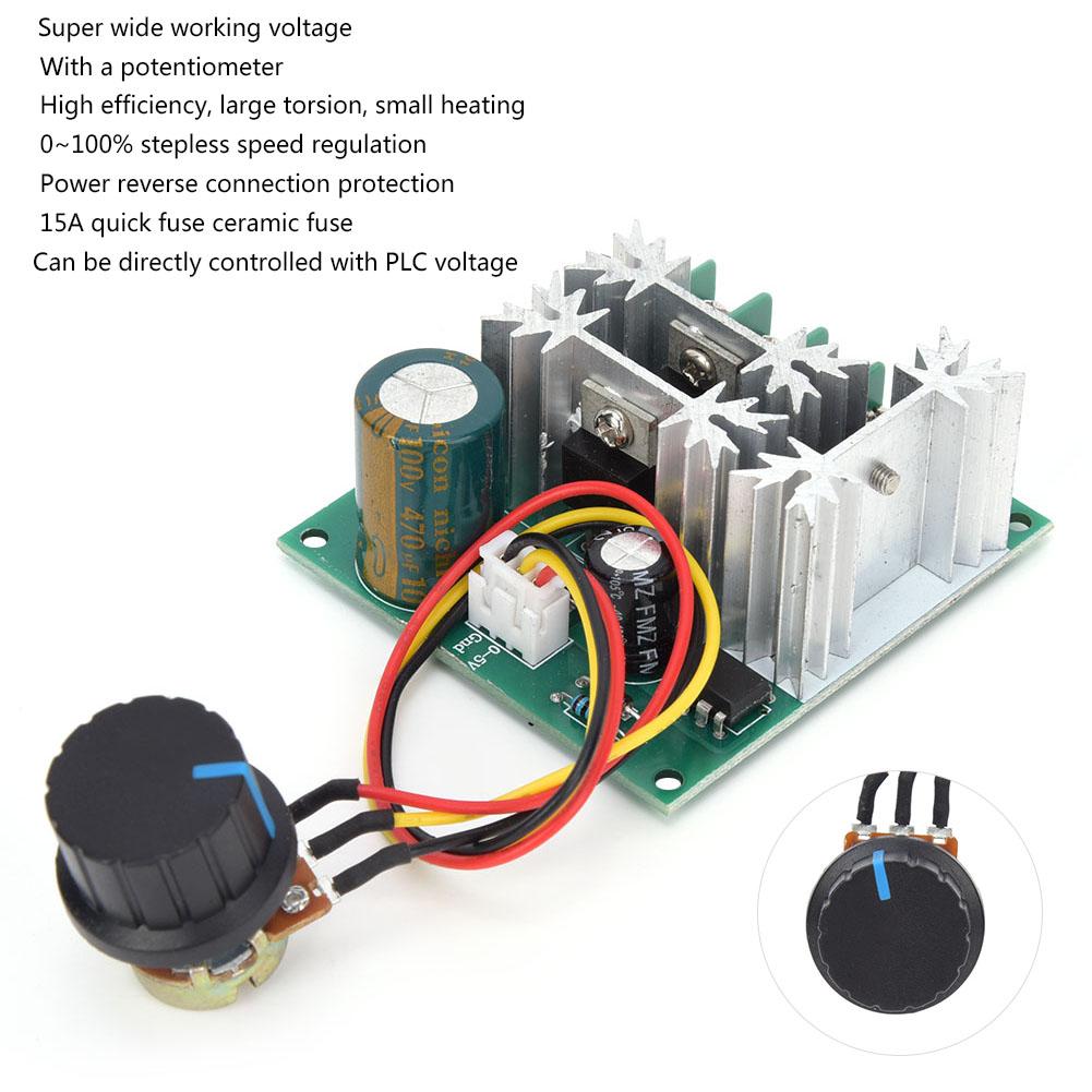 Motor Speed Controller DC6 90V 0.01 1000W PWM Speed Regulation Switch with Fuse
