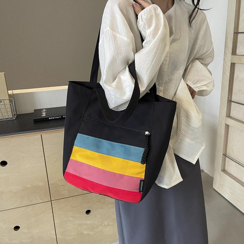 Large Capacity Shoulder Bag Color Block Women's Tote Bag