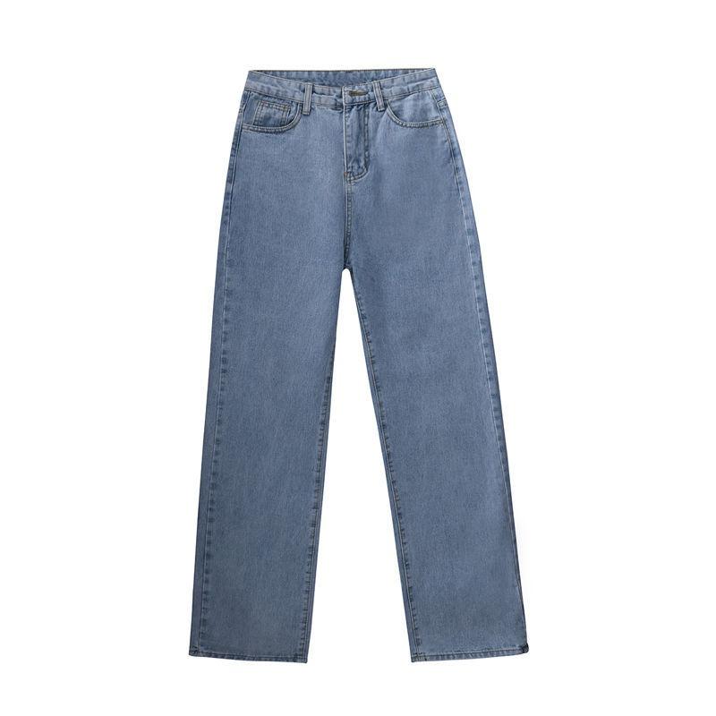Hong Kong-style Thin Wide-leg Pants Women's New Retro High-waisted Jeans Women's Floor-mopping Pants Casual Loose Straight Long Pants