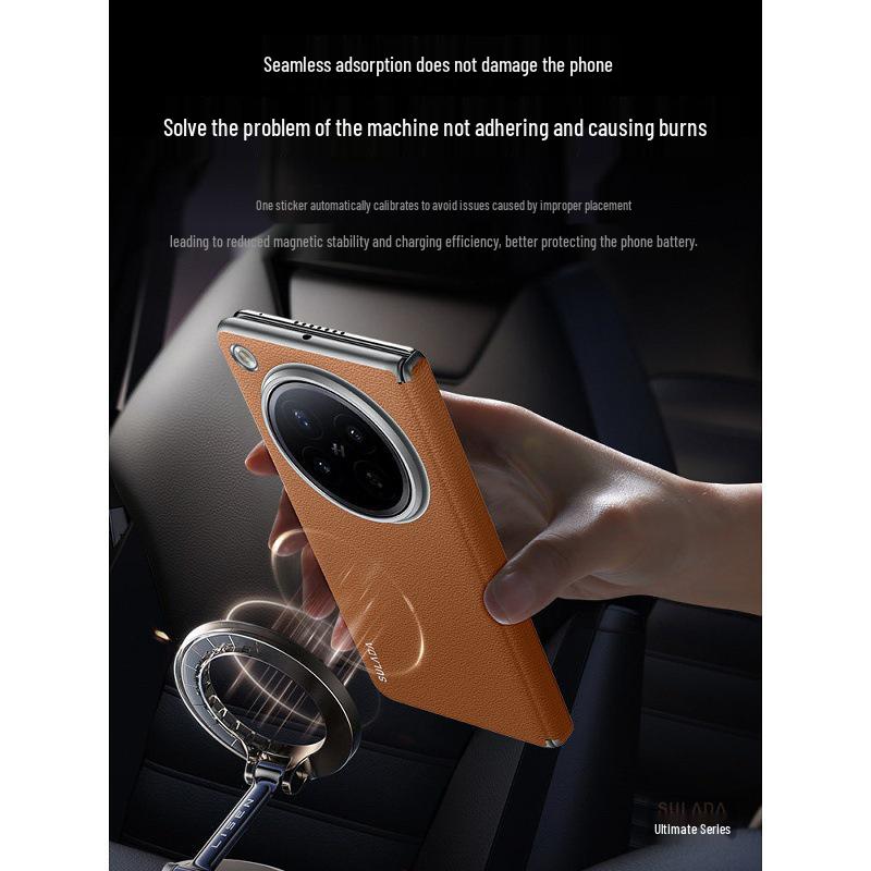 OPPO Find N6 Echte Leder Magnetische Scharnier Hülle Anti-Fall Vollabdeckung