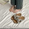 Flat-bottomed Cool Slippers Women's Summer 2025 New Outer Wear Lazy Fashion Cross Pregnant Women Non-slip New Chinese Floral Slippers