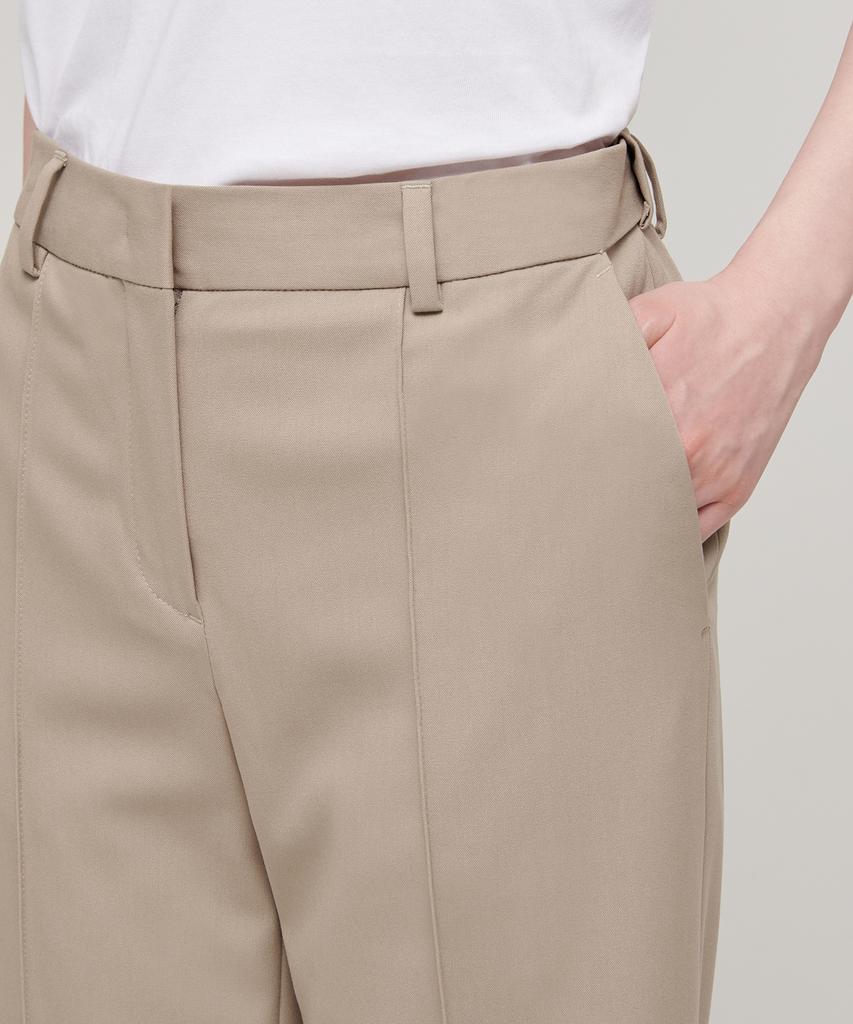MUSINSA STANDARD WOMAN Women'S Pin-Tuck Straight Hidden Elastic Waist Slacks [Beige]