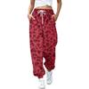 Pantaloni da jogging casual da donna con stampa leopardata e polsini