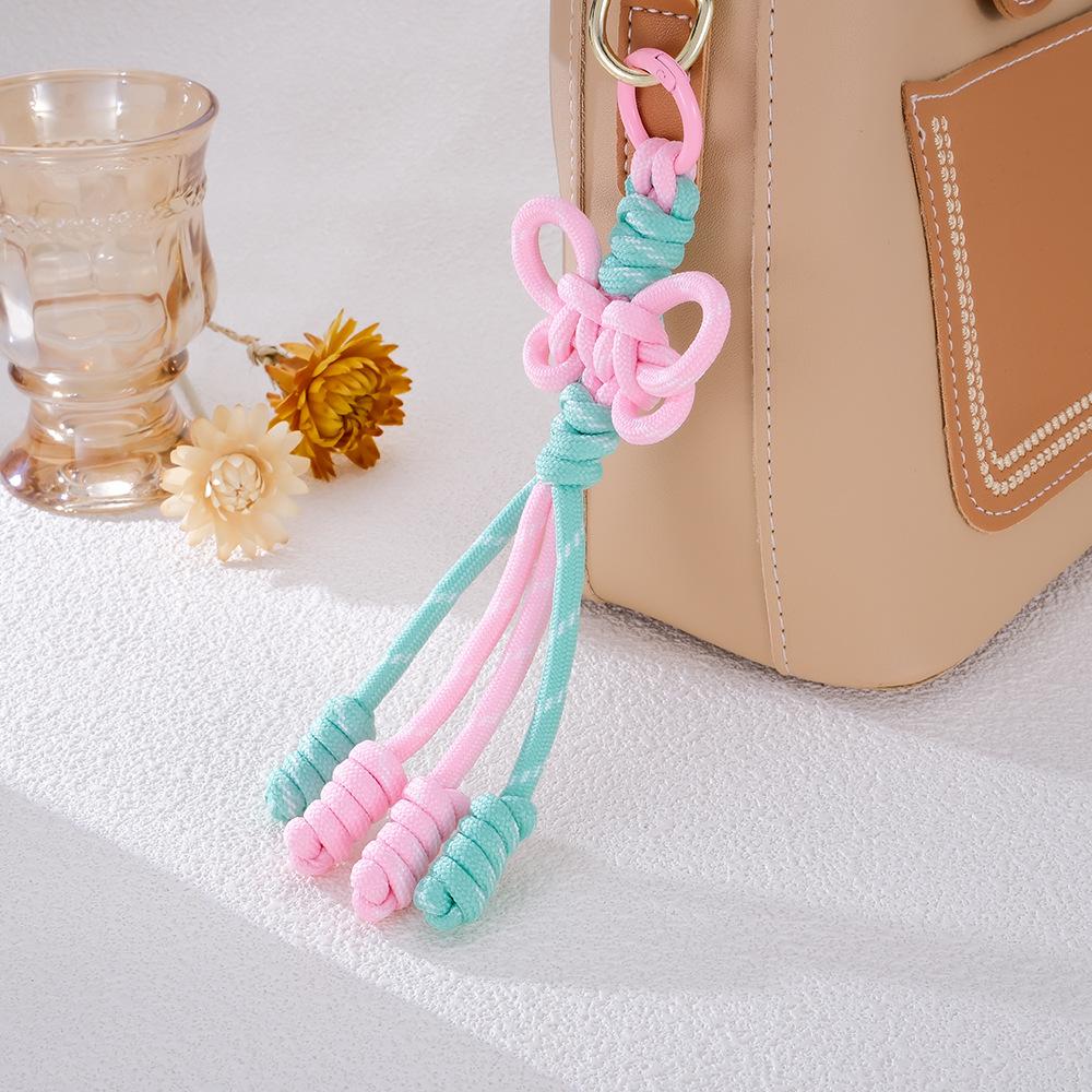 New Trend Colorful Bowknot Pendant Woven Rope Design Bag Charm Backpack Hanging Piece Car Chic Accessories Bag Charm