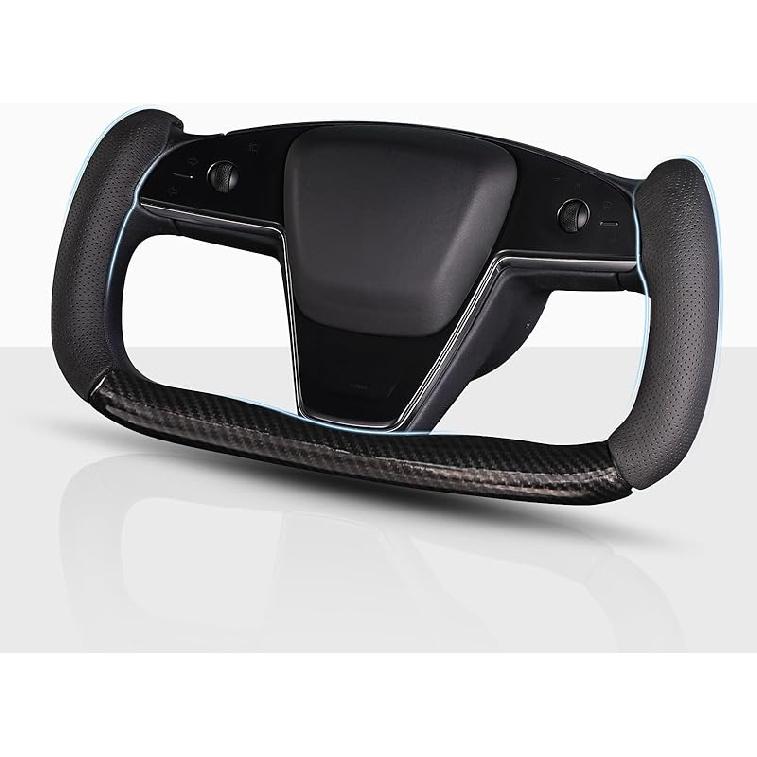 Steering Wheel Cover For Tesla Yoke Steering Wheel, Car Steering Wheel Cover For Tesla Model S -Present/Model X -Present Steering Wheel Accessories Black Perforated Leather