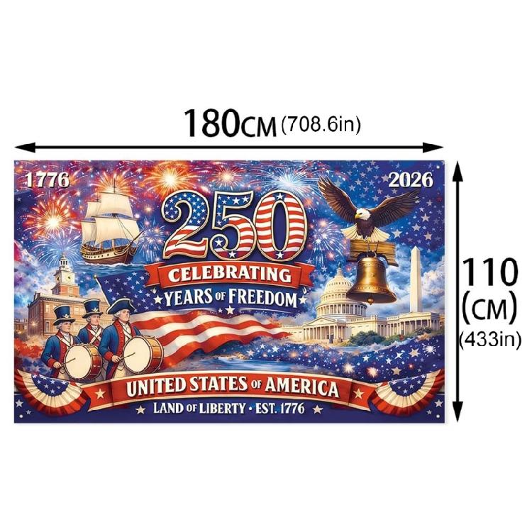Washable Patriotic Event Decoration 250 Years American Commemorative Cloth For Indoor Outdoor Decorating