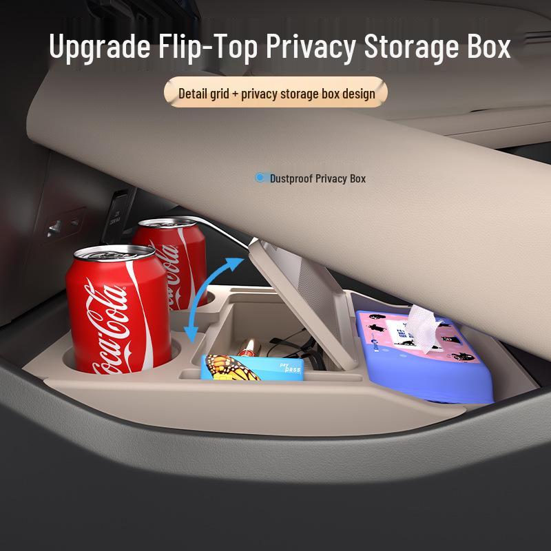 Compatible with 25 Xiaopeng P7+ Models: Center Console Lower Storage Box and Glasses Organizer Accessories.