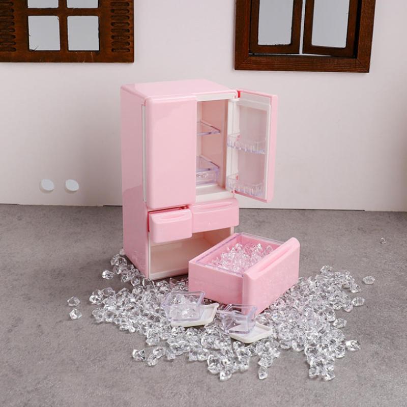 1 Set Miniature Food Play Kitchen Scene Pocket Furniture Model 1:12 Playhouse Toys Doll House Cartoon Mini Refrigerator