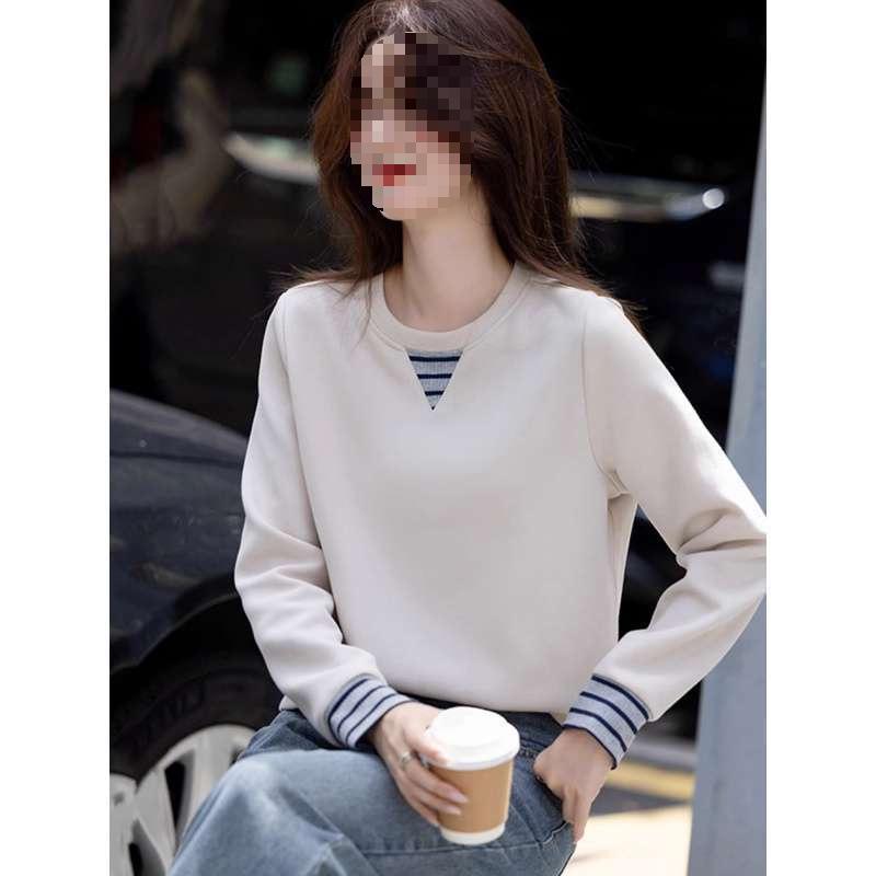 2025 Women s Winter Loose Fit Stylish Ribbed Cuff Hoodie L абрикосовый