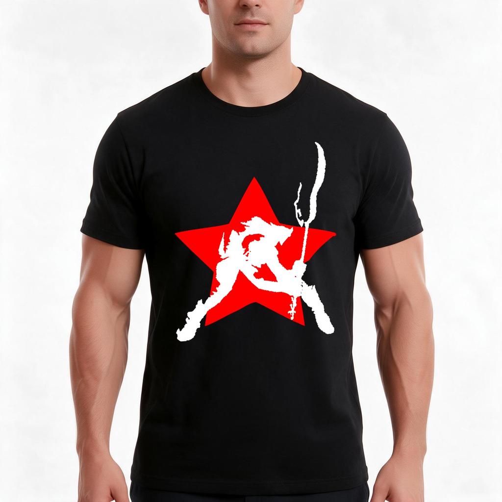 Red Star Stage Tshirt Summer Casual Cotton Tee Oversized Streetwear Tops Vintage Graphic Print Loose Fit Short Sleeve
