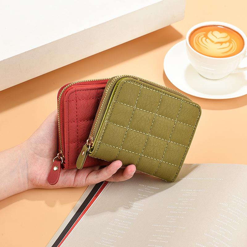 Damen Frühling Koreanischer Stil Bestickt Kurze Reißverschluss Geldbörse