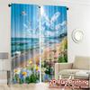 2pcs, 2D FLAT PRINTING Curtains (Without Rod) SunnyCoastBloom Chic Curtains Digital Printed Versatile Polyester Fabric Curtains