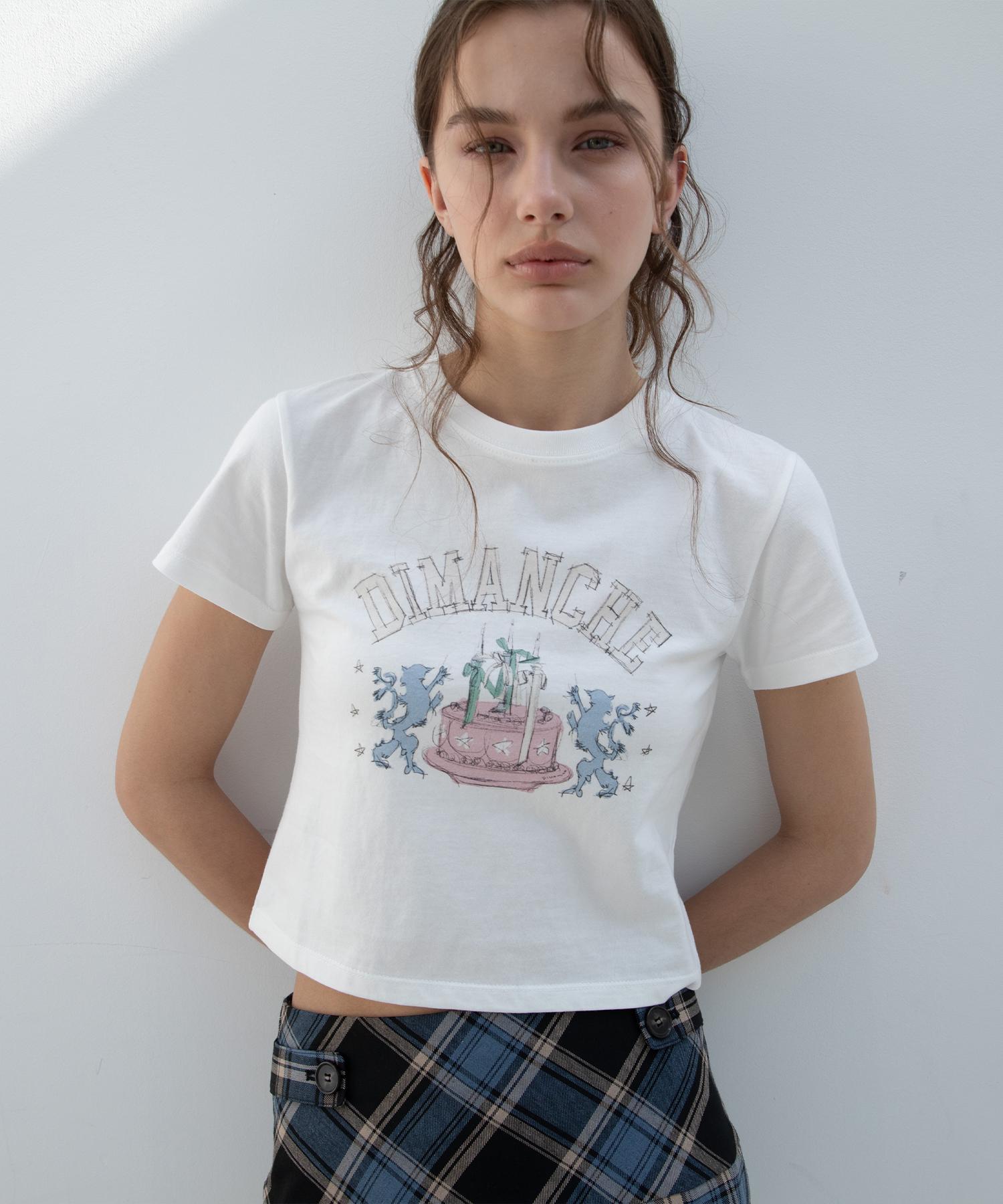 Кроп-футболка Dimanche Preppy Cake White