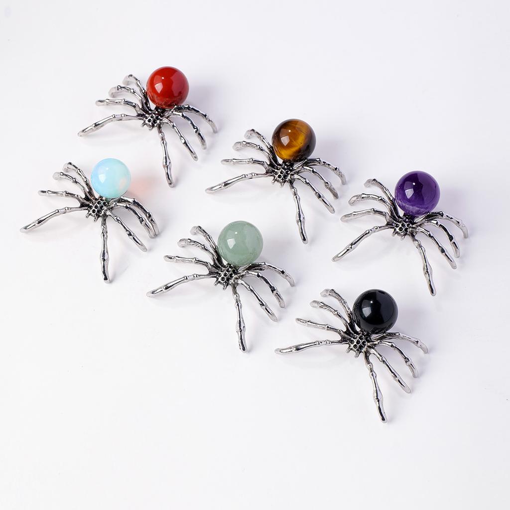 1 Stück Natürlicher Kristallkugel Spinnenornament Heimdekoration Kristallhandwerk Halloween Feiertagsgeschenk Partydekorationen Heilkristall