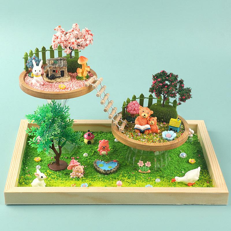 Sky Garden Double Layer DIY Micro Landscape Kit for Children's Handmade Desktop Ornaments.