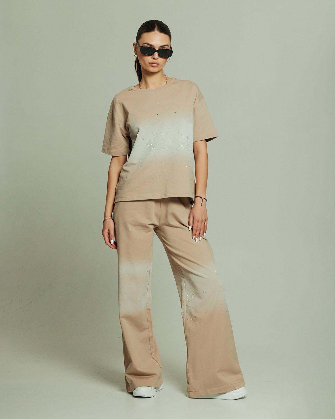 

Костюм жіночий RAW 36695 S бежевий (штани, футболка) S чорний