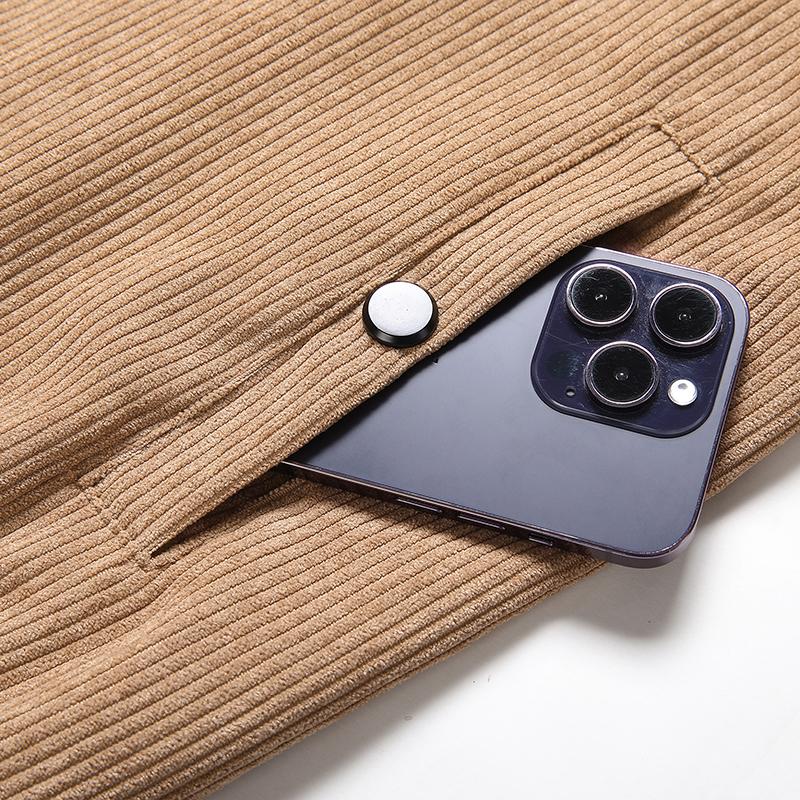 Chaqueta informal para hombre, abrigo Bomber con soporte de Color sólido, prendas de vestir de pana a la moda, chaqueta ajustada con cremallera, novedad de primavera y otoño de 2023