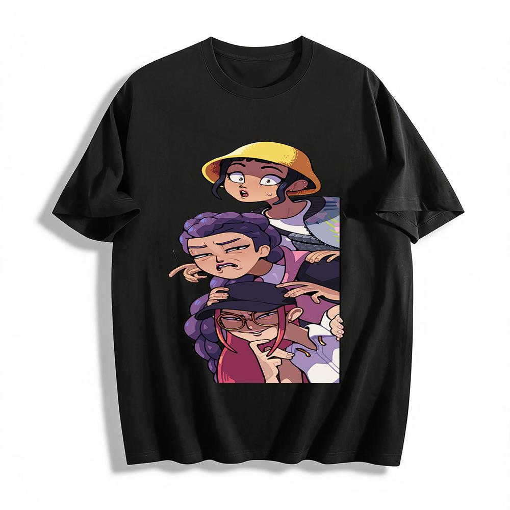 

Cool Trio Cartoon Print Casual T-Shirt, Trendy Loose Fit Streetwear for Men and Women Pure cotton T-shirt XXS