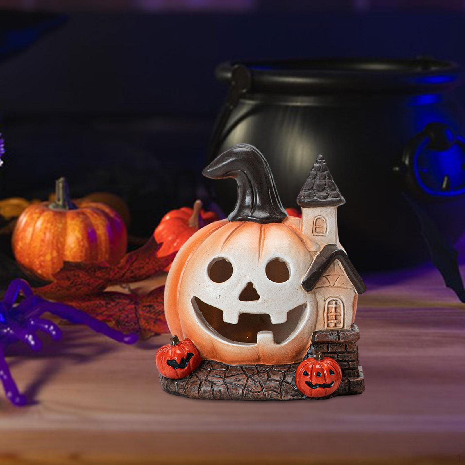 

Halloween Pumpkin House Figurine Ornament Fashion Creative Statue Resin Sculpture for Indoor Table Large
