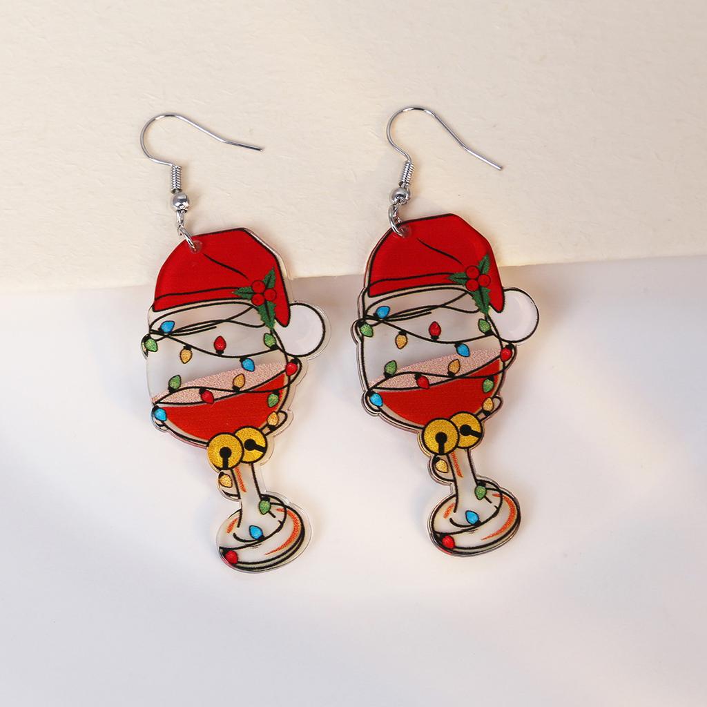 Exaggerated Christmas Elk Snowflake Earrings, Personalized Gloves Snowman Design Acrylic Earrings