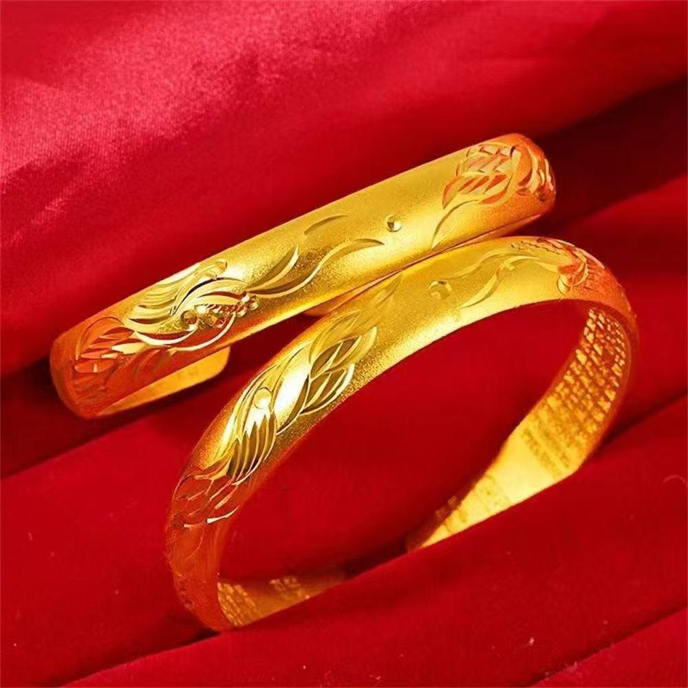 Bracciale Aperto Drago e Fenice Dorati: Regalo Elegante, Versatile e Propizio per Donne e Mamme