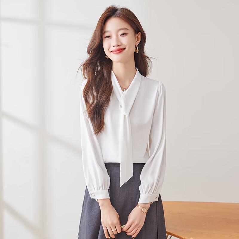 

Women s Chic Tie-Neck Long Sleeve Blouse M