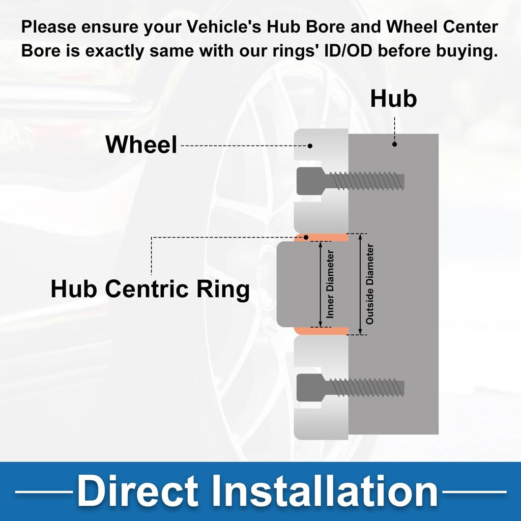A ABSOPRO 66.1mm to 59.1mm Wheel Hub Centric Ring Black Polycarbonate Wheel Center Shaft Shock Absorption Hub Ring 4pcs