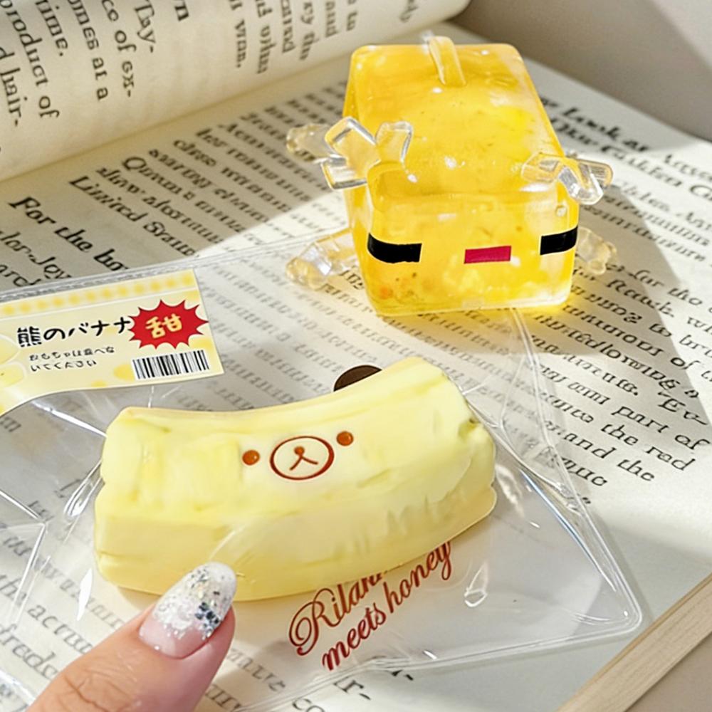 Yellow Squishy Toy Fidge Banana Bear Shaped Adults Relieve Stress Tool Reusable Low Rebound Birthday Party Favor Gift Kids Gift