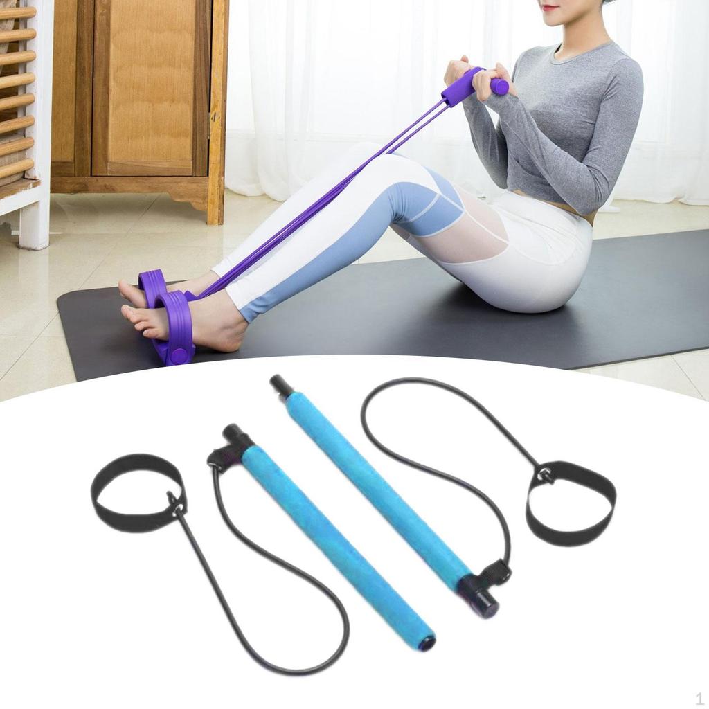 Section Pilates Bar with Resistance Bands for Home Fitness