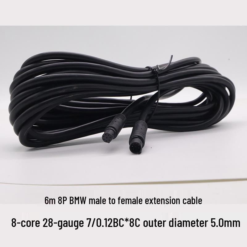 BMW Rearview Camera Extension Cable for 4-pin, 4P5P, 6P, 8-hole Male/Female Connections.