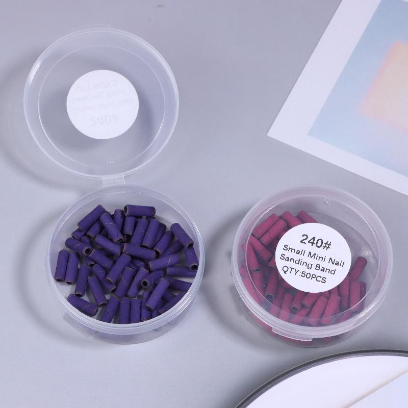 50 Pcs 3.1Mm Mini Nail Sanding Bands Uv Gel Acrylic Polish Remover Nail Tool Set 120/150/180/240 Grit