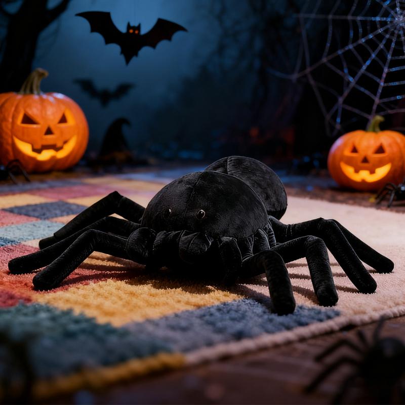Spider Plush Toy Realistic Stuffed Animal Prank Prop Soft Doll Cartoon Scary Gift for Adults Kids Halloween Party Home Fun Decor