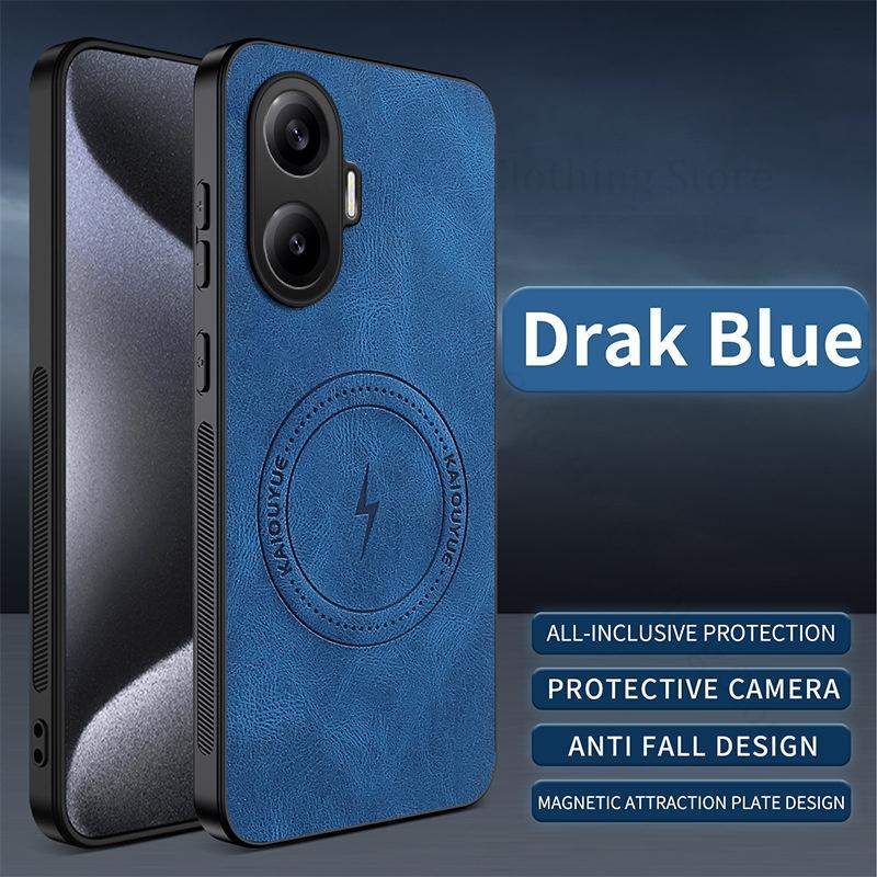 Luxury PU Leather Silicone Phone Case For Xiaomi Redmi Poco M7 Pro For Magsafe Wireless Charger Cover For Xiaomi 14T Pro Redmi A5 Turbo 4 Pro Shell