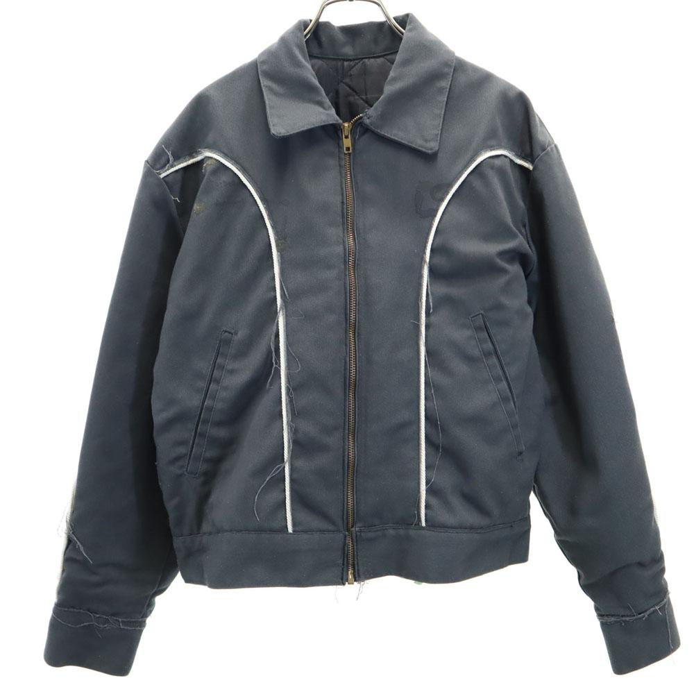 OLD 80s 90s Zip jacket gray Quilted back Men's Used