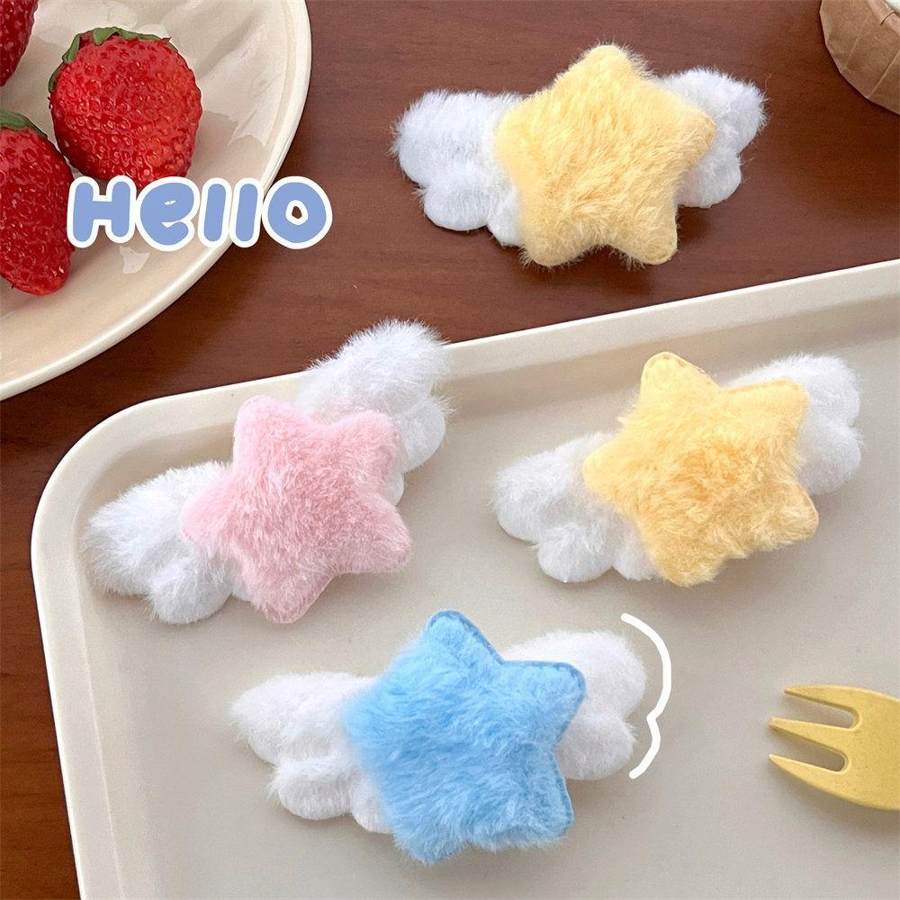 Minimalist Style Plush BB Hairpins Ornament Sweet Fluffy Barrettes Plush Star Hair Clip  Party