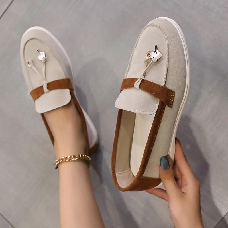 2024 Hot-selling New Slip-on Color-blocked Women's Loafers Women's Spring and Autumn Casual Flat Shoes Single Shoes Plus Size