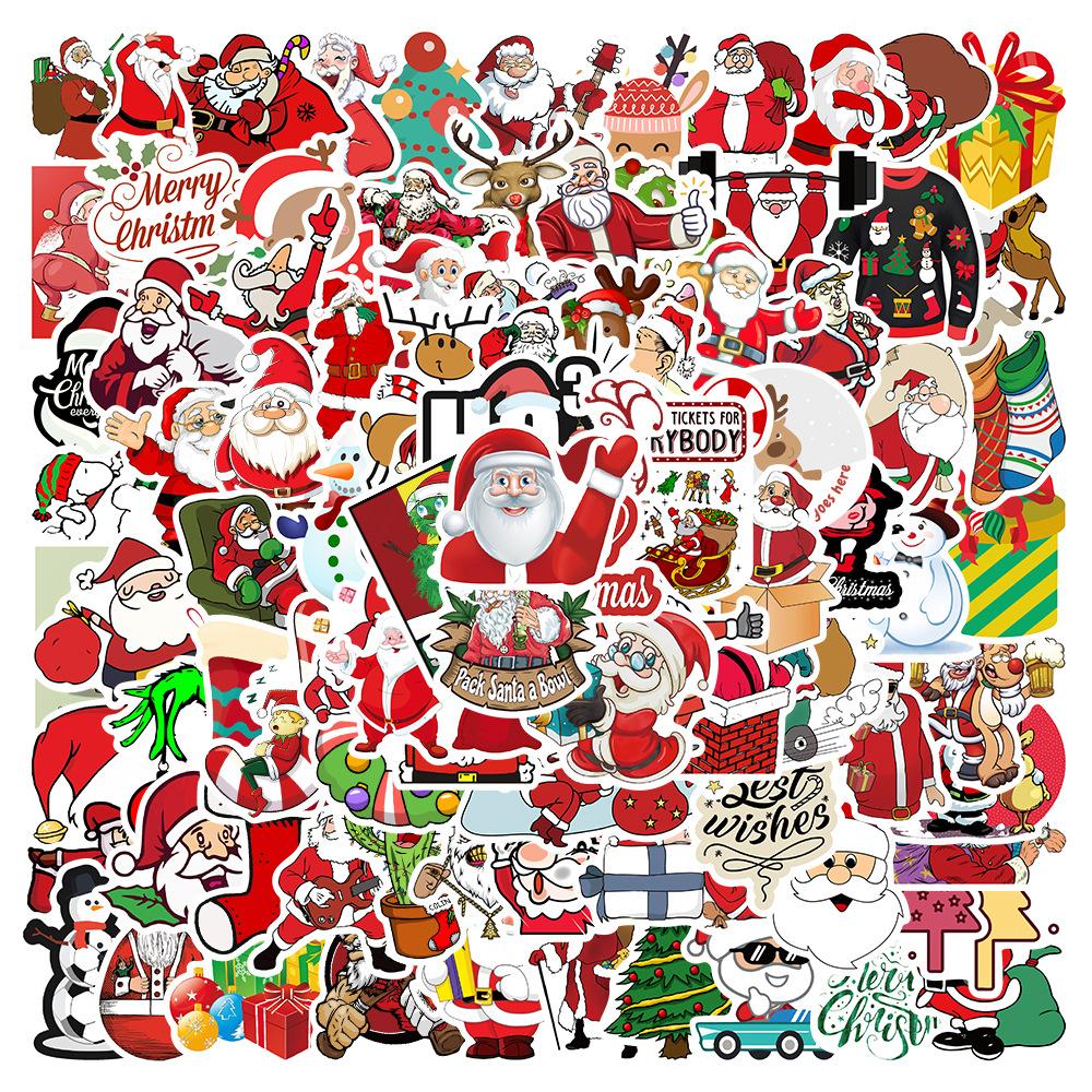 10 30 50 100PCS Cartoon Cute Santa Claus Christmas Graffiti Stickers Scooter Laptop Guitar New Year Decoration Decals Sticker F5