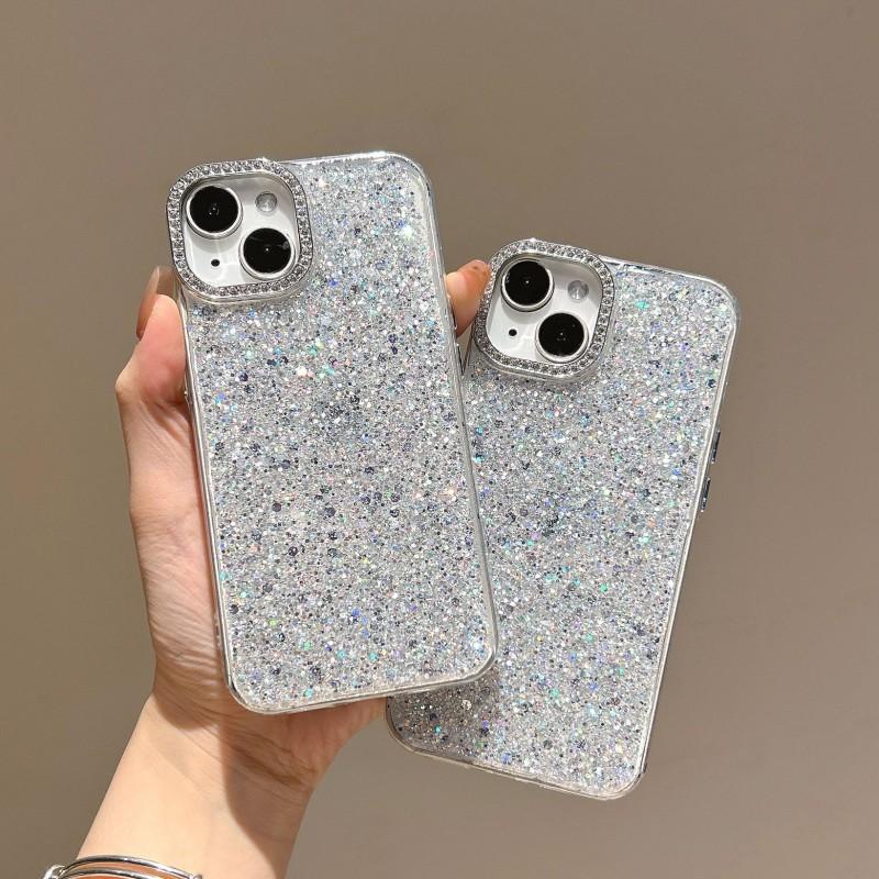 Lepidlový kapací materiál Třpytivý kryt na telefon Vhodný IPhone 16 Promax Apple 15 Plus Průhledný Jednoduchý 14