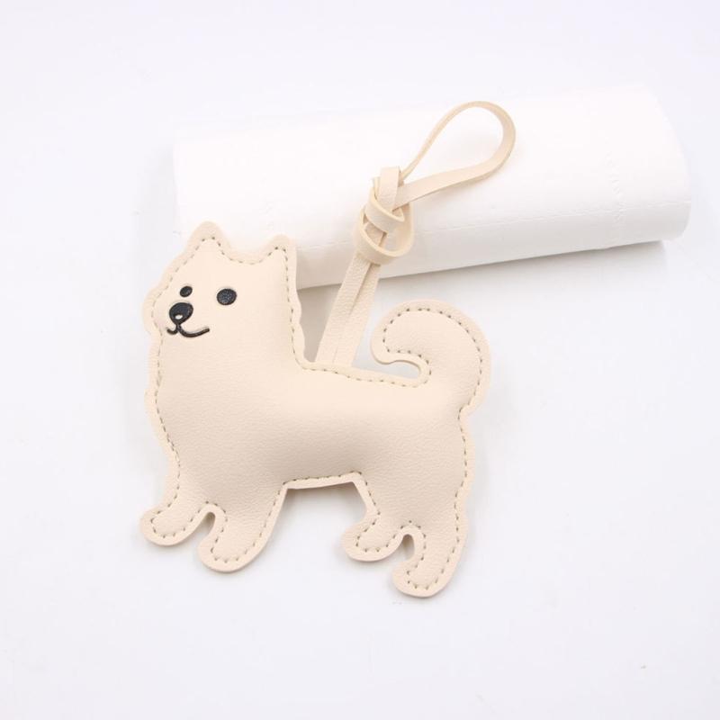 Chinese Pastoral Dog PU Leather Keychain Bag Charm Handbag Pendant Lightweight Accessory For Everyday Use